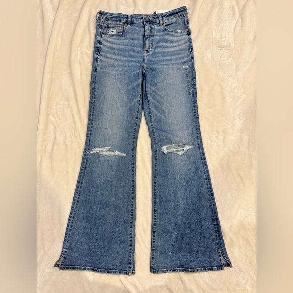 NEW- American Eagle Outfitters Blue Flare Jeans - Picture 2 of 7